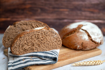 Freshly baked Round Rye bread 