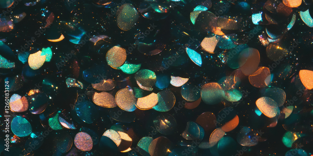 Poster delicate shimmer of scattered bokeh in pastel colors against a dark background