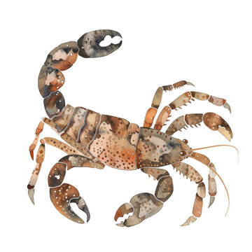 recommend clip art: Watercolor cute brown scorpion animal wildlife clip art element illustration
                    
