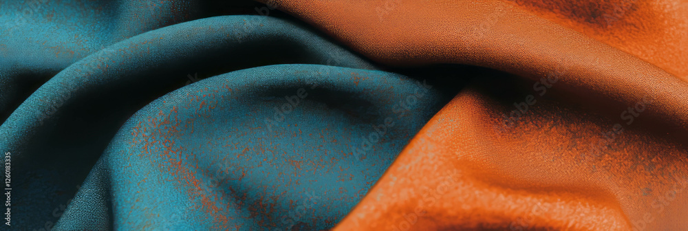 Poster texture contrast of smooth nylon fabric with rough concrete and rusty metal elements
