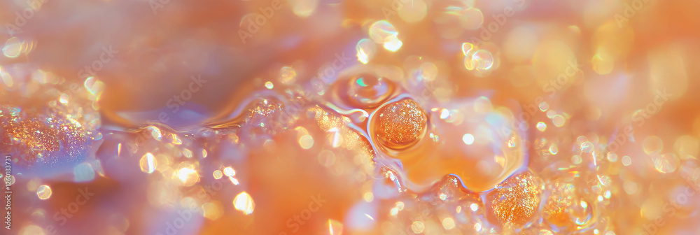 Poster Soft round bokeh texture with subtle sparkles in warm golden hues
