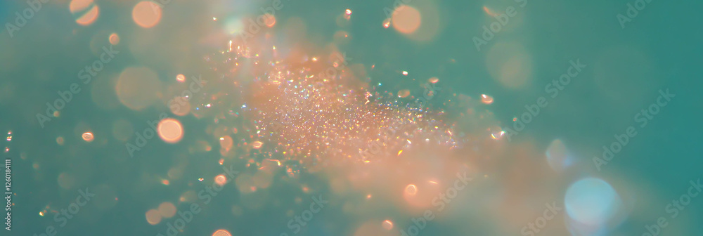 Poster Sparse bokeh texture featuring soft light and delicate sparkles in cool hues