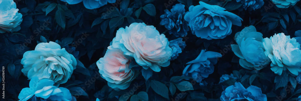 Aufkleber Stylized floral pattern with muted blues and textured matte finish creating a calming atmosphere