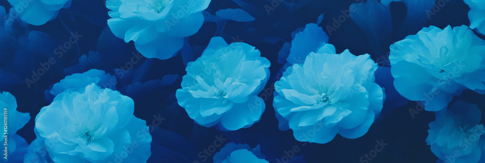 Poster Stylized floral pattern displaying muted blues with a textured matte finish ideal for designs