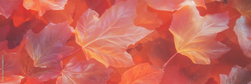 Poster Stylized maple leaf pattern with soft oranges and delicate texture showcasing autumnal colors