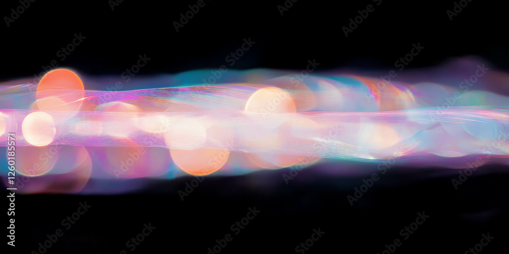 Aufkleber subtle and intense bokeh blend creates a sparkling light spectrum on a black background