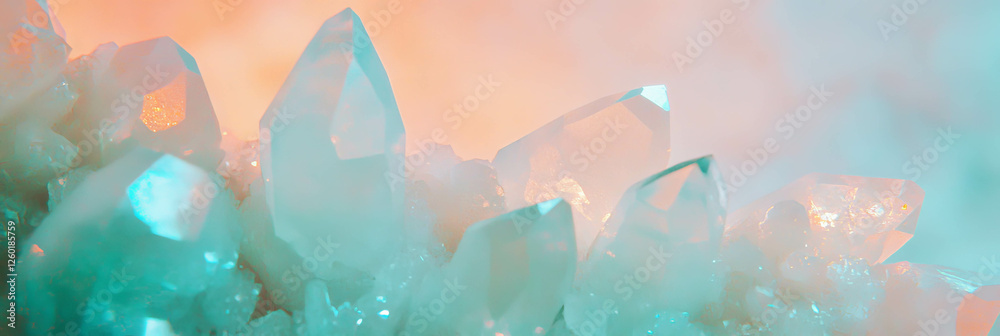 Aufkleber soft diffused light illuminating pastel crystal textures with subtle flares