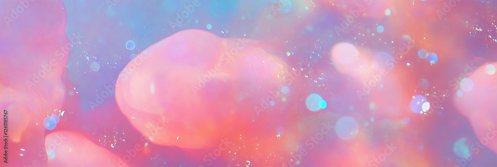 Poster Soft bokeh texture with pastel hues and gentle sparkle creating a calming atmosphere
