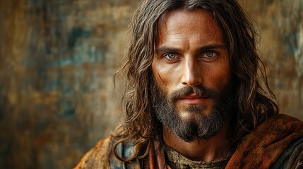 portrait of jesus christ on background with copy space for text or image
