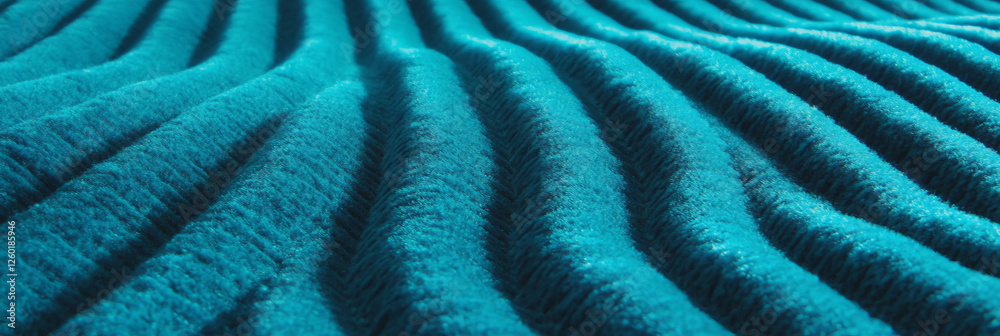 Poster rich teal blue ribbed carpet texture with corduroy-like patterns and shiny highlights