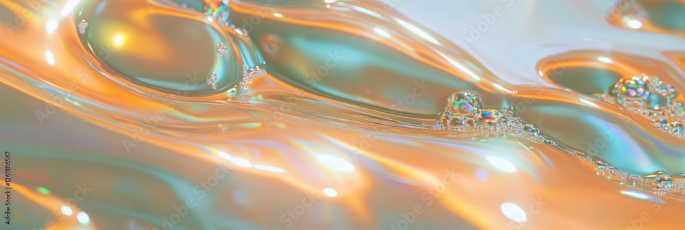 Poster thick transparent gel with slow flow and smooth reflections for an elegant aesthetic