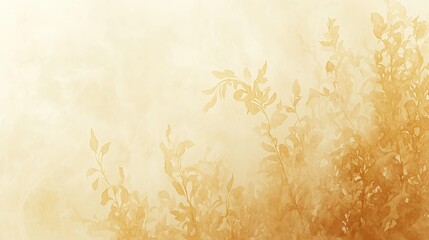 Elegant Watercolor Floral Border Gold Leaf Delicacy Minimal Design , Soft Gradient Background