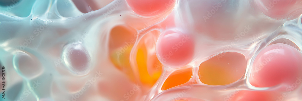 Poster swirling colorful liquid within transparent plastic showcases unique texture and motion
