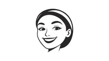portrait of a woman smiling in vector, outline vector silhouette of a woman smiling 
