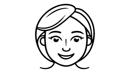 face of a smiling woman outline line art illustration