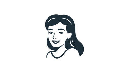 cute woman with long hair symbol, beautiful girl silhouette vector illustration