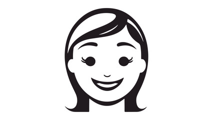smiling face of a woman vector illustration, simple smiling face of a girl in vector silhouette