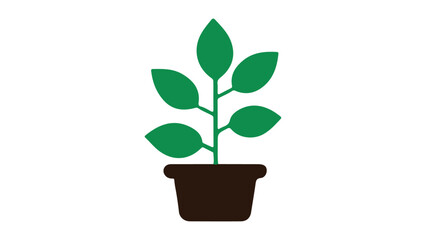 green plant in a pot simple vector sign illustration