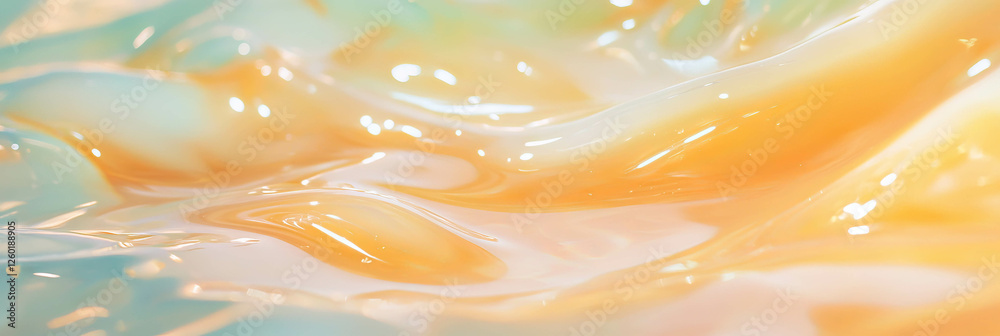 Poster watery clear gel texture with fast flowing consistency and light distortion in a clean aesthetic