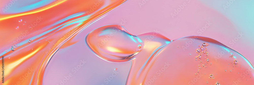 Poster elegant texture of clear gel with flowing consistency and light distortion