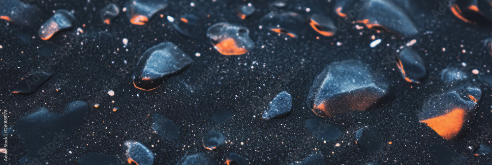 Aufkleber wet black sand creates a reflective mirror-like surface during twilight hours