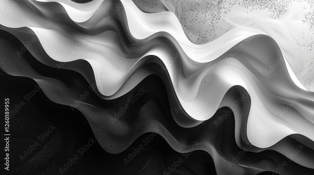 Poster abstract black and white wave patterns with fluid textures and dynamic curves