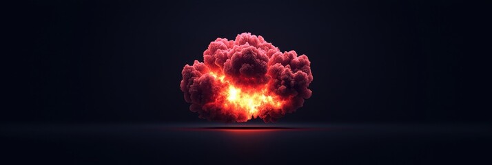 Glowing red cloud explosion on dark background.