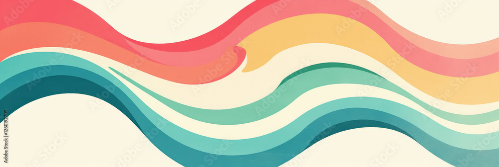 Poster Colorful tiny rainbows with gentle arcs create a charming background design