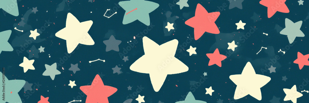 Poster scattered tiny stars twinkle against a deep blue sky in a playful design