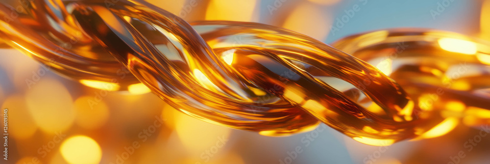 Poster woven strands of hemp combined with smooth amber and anodized gold create a stunning visual texture
