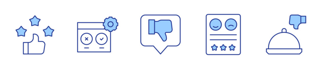 feedback, rating, thumbs down, testing, bad review. Feedback Icon vector illustration. Line Duotone style. Editable stroke