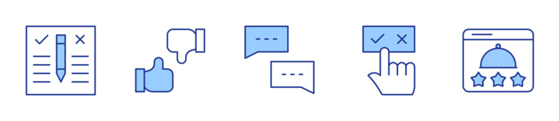 restaurant, feedback, choice. Feedback Icon vector illustration. Line Duotone style. Editable stroke