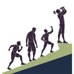 Bodybuilder Gym Silhouette Set Design