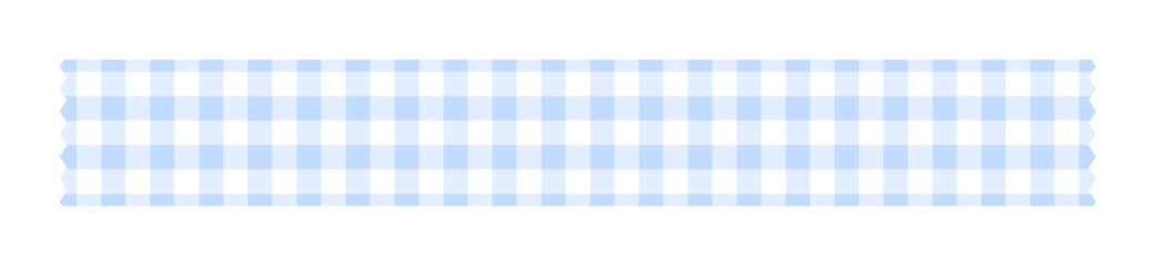 カットした水色と白のギンガムチェックのマスキングテープやリボン - シンプルでかわいい装飾パーツ素材