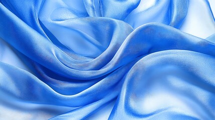 Obraz premium Soft Blue Silk Drapes Gently Subtle Light Reflects Luxurious Texture. AI Generated