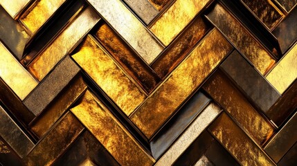 Intricate golden pattern with a modern geometric design showcasing sleek metallic textures and sheen