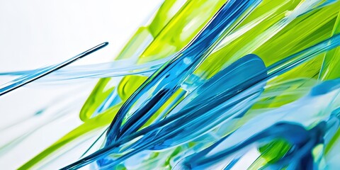 A captivating swirl of blue and green curves dances across the canvas, creating dynamic movement and depth with its sinuous lines