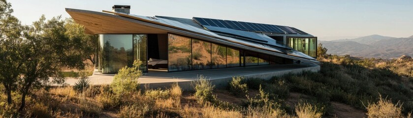 Fototapeta premium Solarpowered homes reduce reliance on fossil fuels.