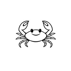 Cute cartoon crab outline in black and white.