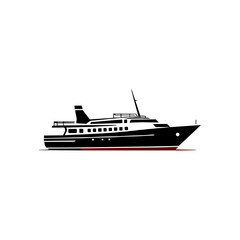 Obraz premium Luxury yacht side view silhouette vector design.