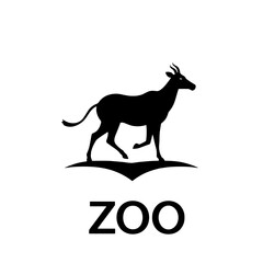 Black silhouette of an antelope with the word &ldquo;Zoo.&rdquo;