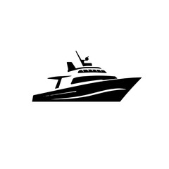 Luxury yacht silhouette in black and white with sleek design