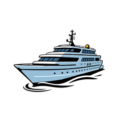Luxury yacht illustration in vector style.