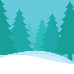 Obraz premium Forest winter landscape background. trees, mountains and snow. winter banner ilustration. adventure tourism. nature walks