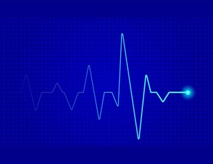 Fototapeta premium Neon cardiogram heart shape. Glowing Heartbeat icon, Lifeline background wallpaper design