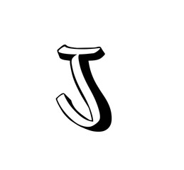 alphabets font graffiti letters J isolated calligraphy style
