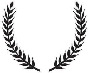 Laurel Wreath Silhouette - Black Vector Symbol of Victory.