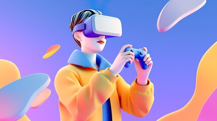 3D cyberpunk style metaverse themed illustration