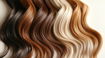 Fototapeta premium Collection of Different Shades of Wavy Hair Extensions