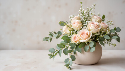 Rose bouquet arrangement in a decorative vase